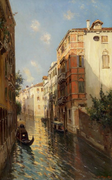 Waterstraat in Venetië door Bernardo Hay