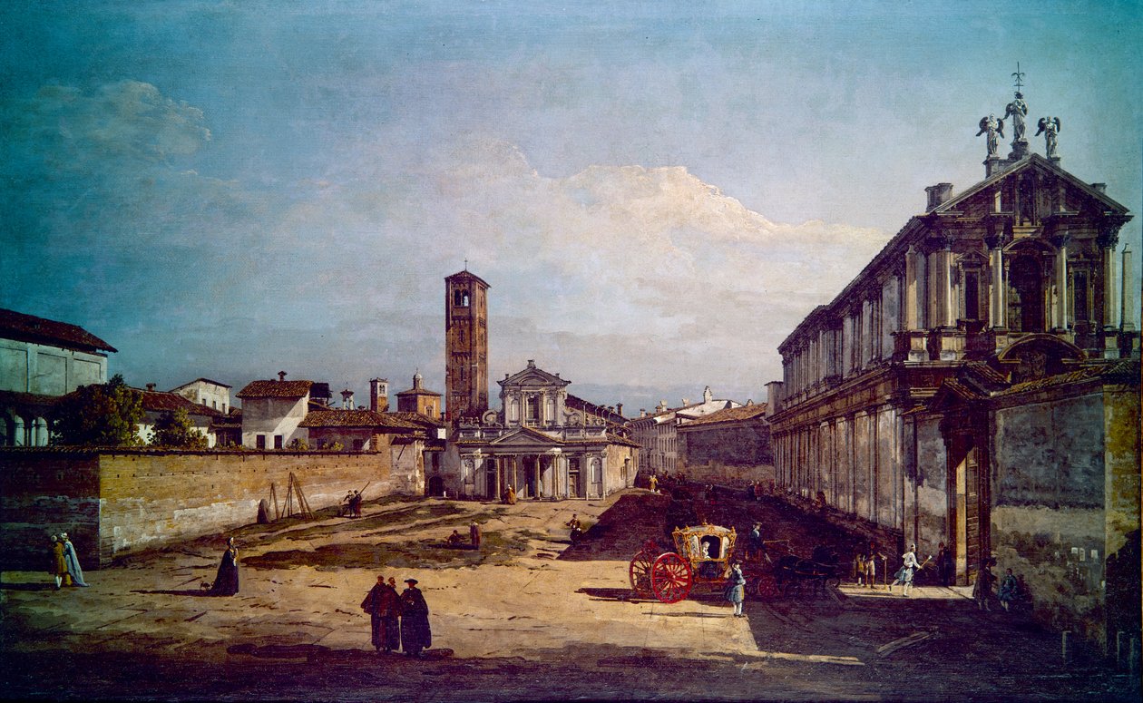Een uitzicht op Milaan door Bernardo Bellotto