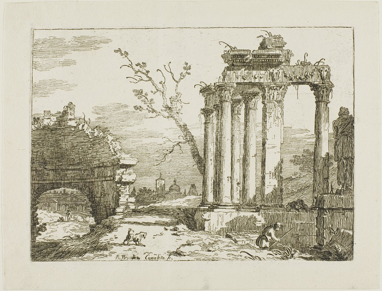 Landschap met ruïnes door Bernardo Bellotto