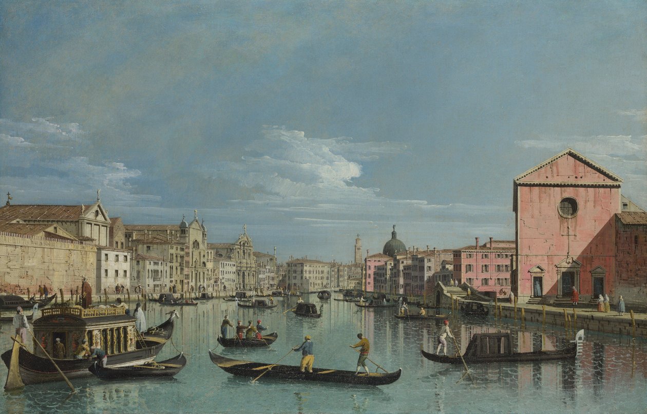 Venetië: Het Canal Grande tegenover Santa Croce door Bernardo Bellotto