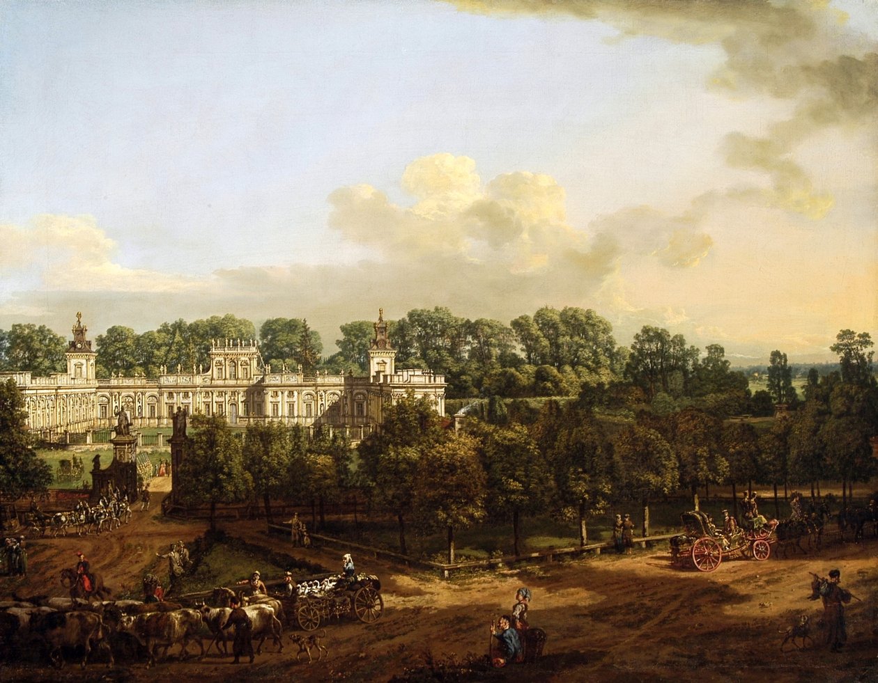 Het paleis van Wilanów gezien vanaf de ingang. door Bernardo Bellotto