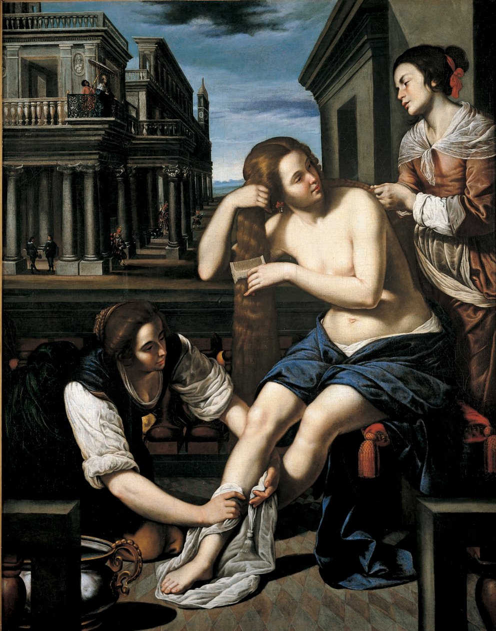 Bathseba bij haar bad, ca. 1637 door Bernardo Cavallino