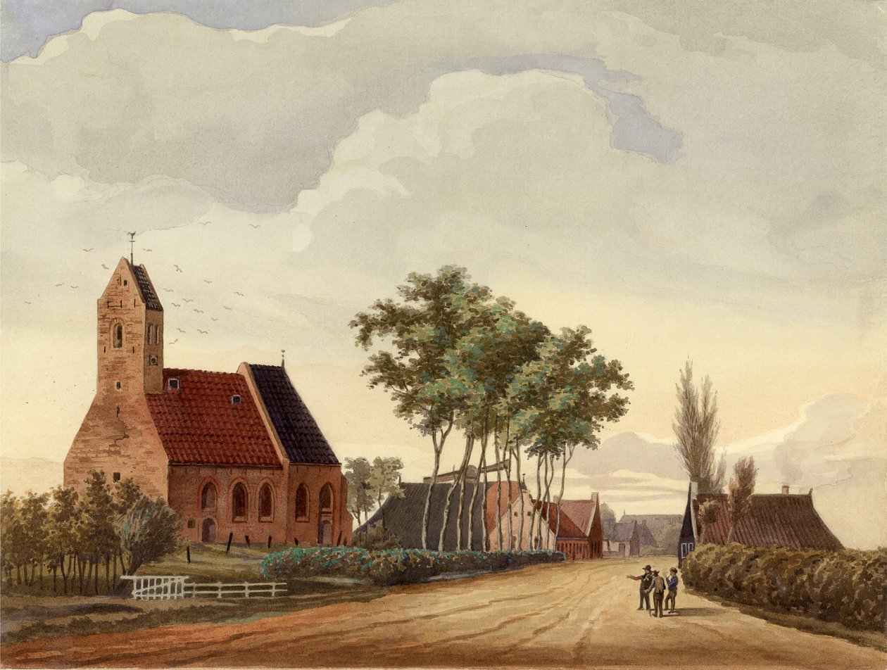 Lutjegast met kerk door Bernardus Bueninck