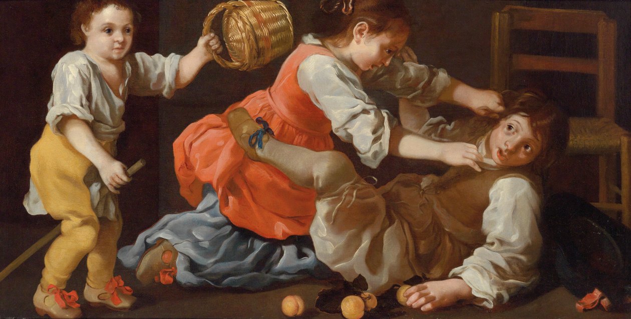 Ruzie makende kinderen (Allegorie van de tastzin) door Bernhard Keil