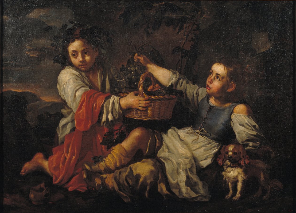 Kinderen met druiven door Bernhard Keil