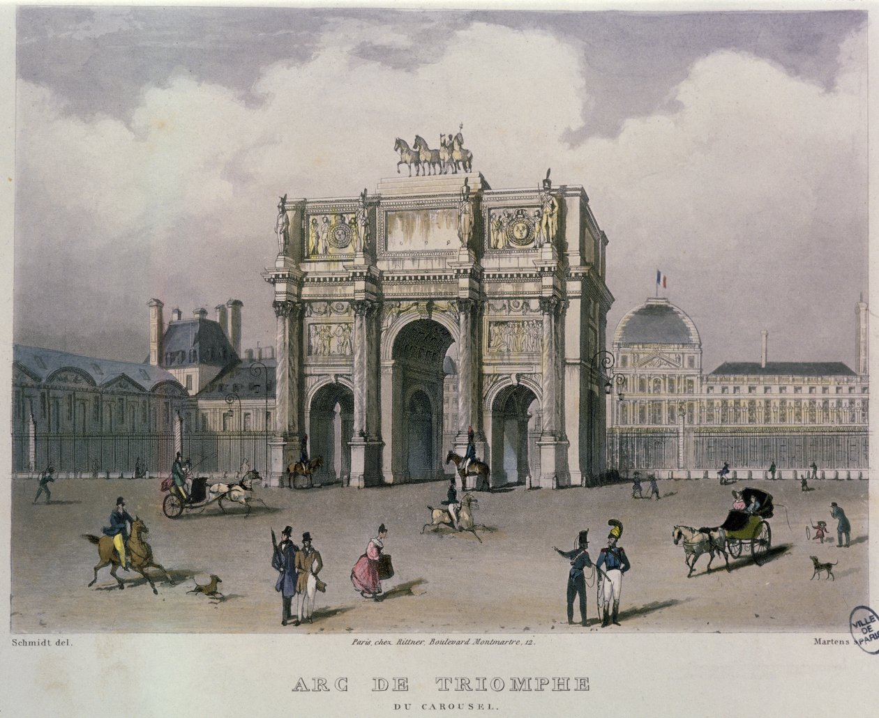 De Arc de Triomphe du Carrousel, Parijs, 1832 door Bernhard Schmidt