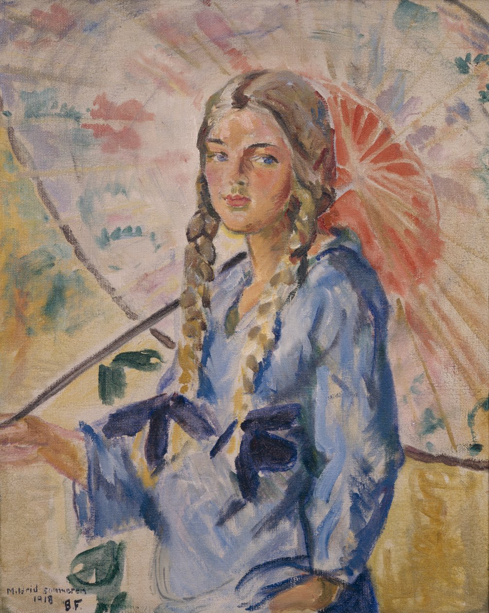 Mildred met Parasol door Bernhard Dorotheus Folkestad