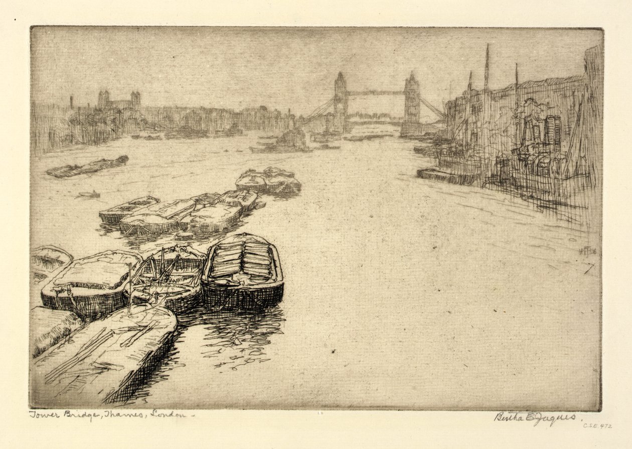 Tower Bridge, Theems, Londen door Bertha E. Jaques