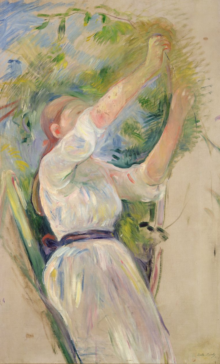 Meisje dat kersen plukt, 1891 door Berthe Morisot