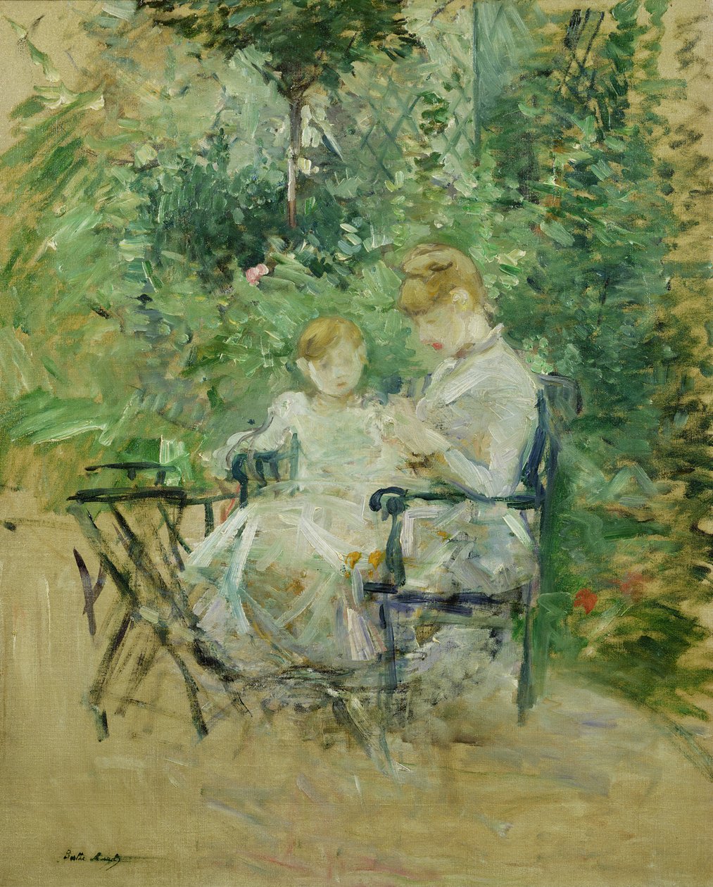 In de Tuin, c.1885 door Berthe Morisot