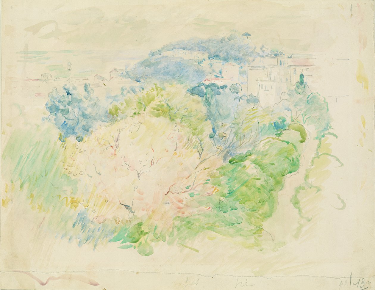 Berg met een kasteel, 1888 door Berthe Morisot