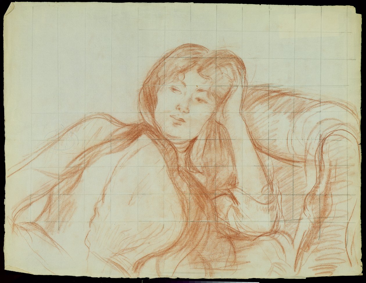 Jong meisje leunend op haar elleboog, 1887 door Berthe Morisot