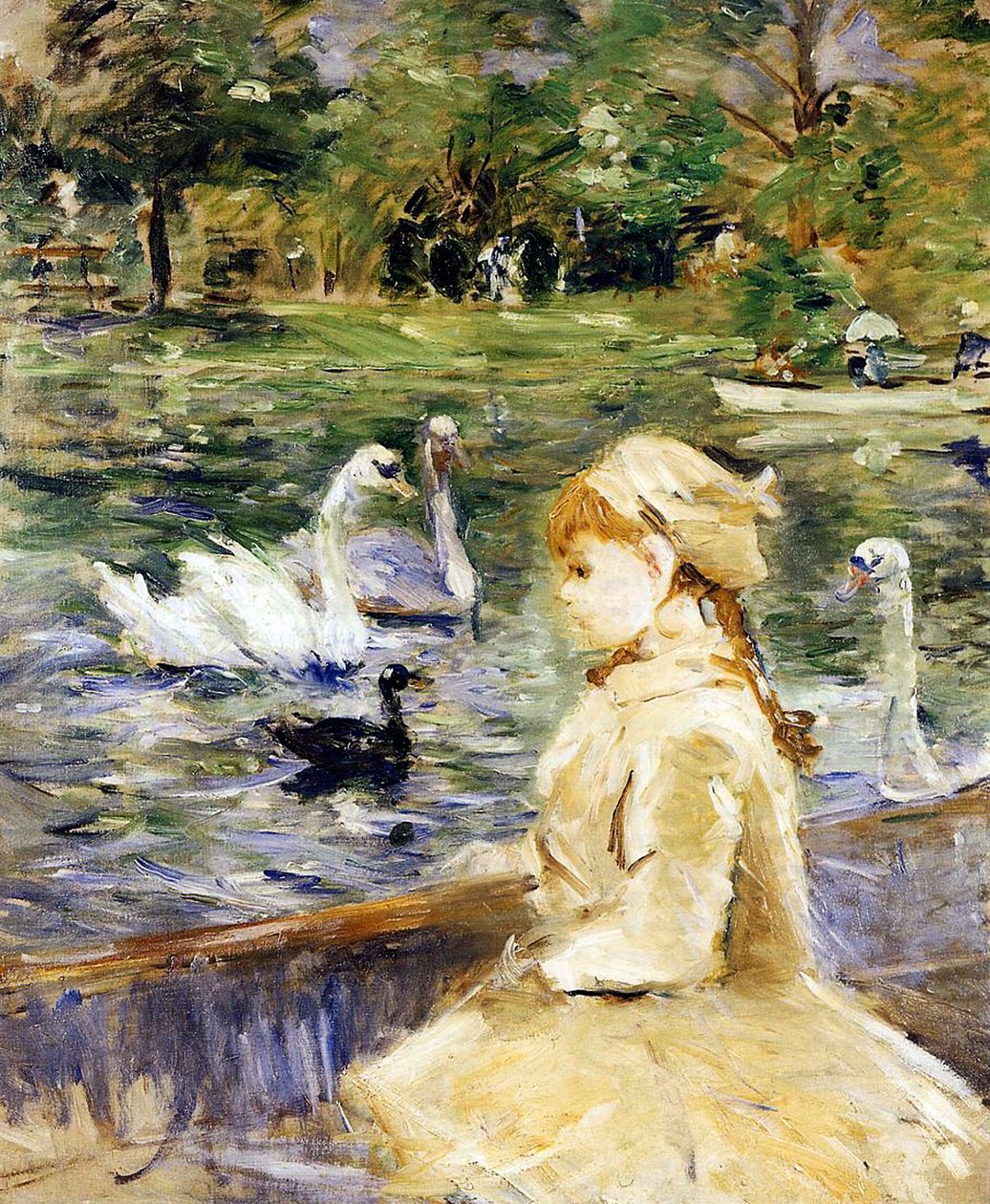 Jong meisje in een boot, 1884 door Berthe Morisot
