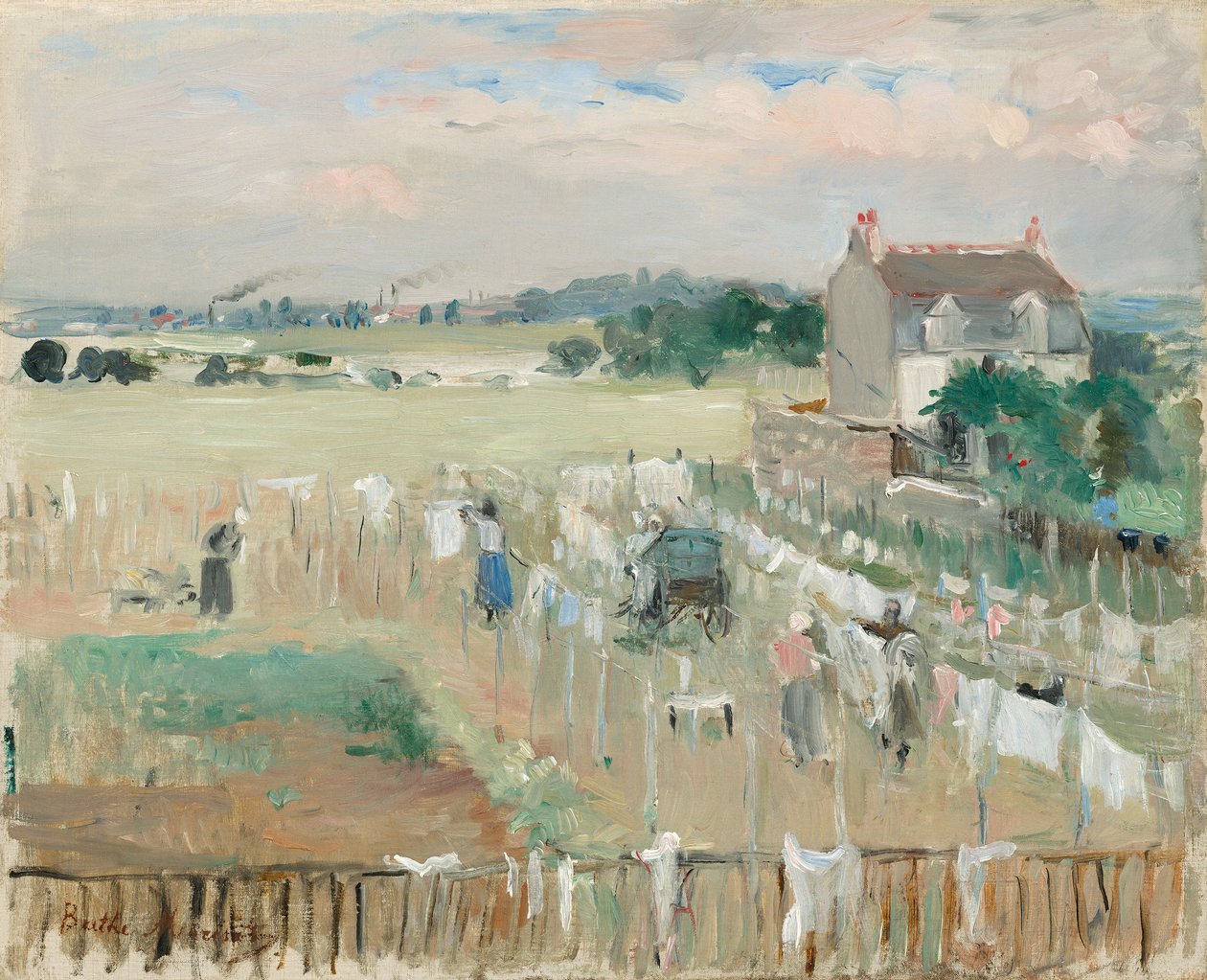 De Was Ophangen om te Drogen door Berthe Morisot