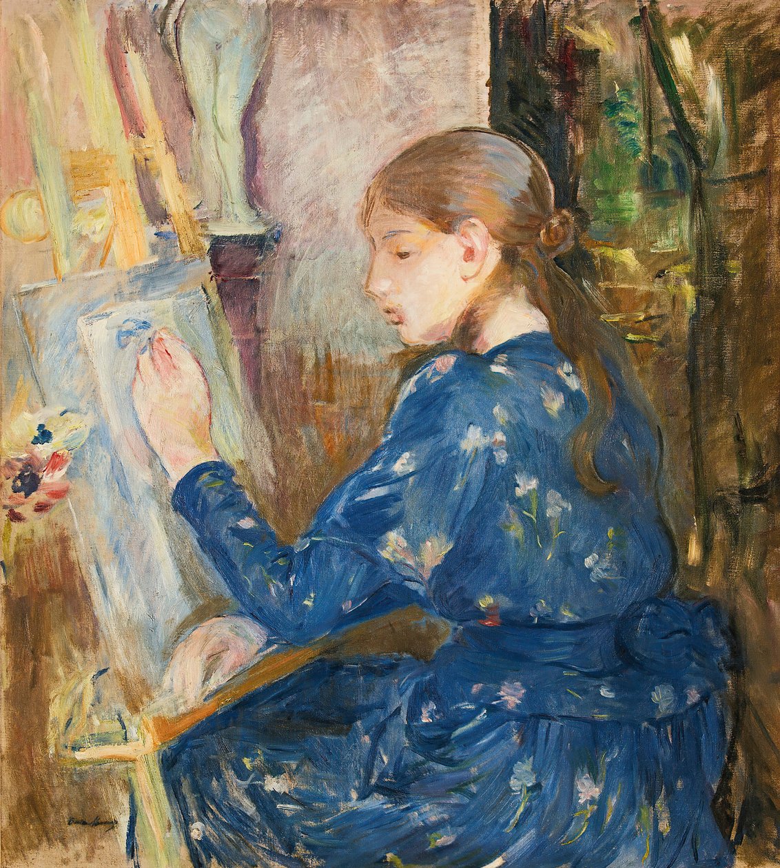 Jeune fille écrivant, 1891 door Berthe Morisot