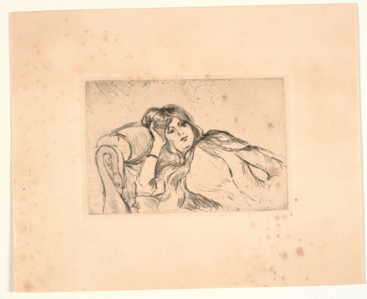 Vrouw liggend op een sofa (Jeanne-Marie) door Berthe Morisot