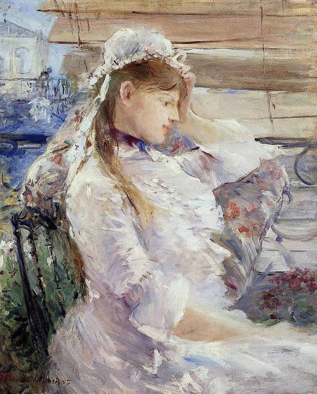Profiel van een zittende jonge vrouw door Berthe Morisot