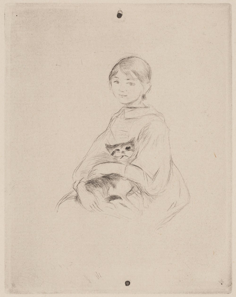 Jong Meisje met Kat (Julie Manet) door Berthe Morisot