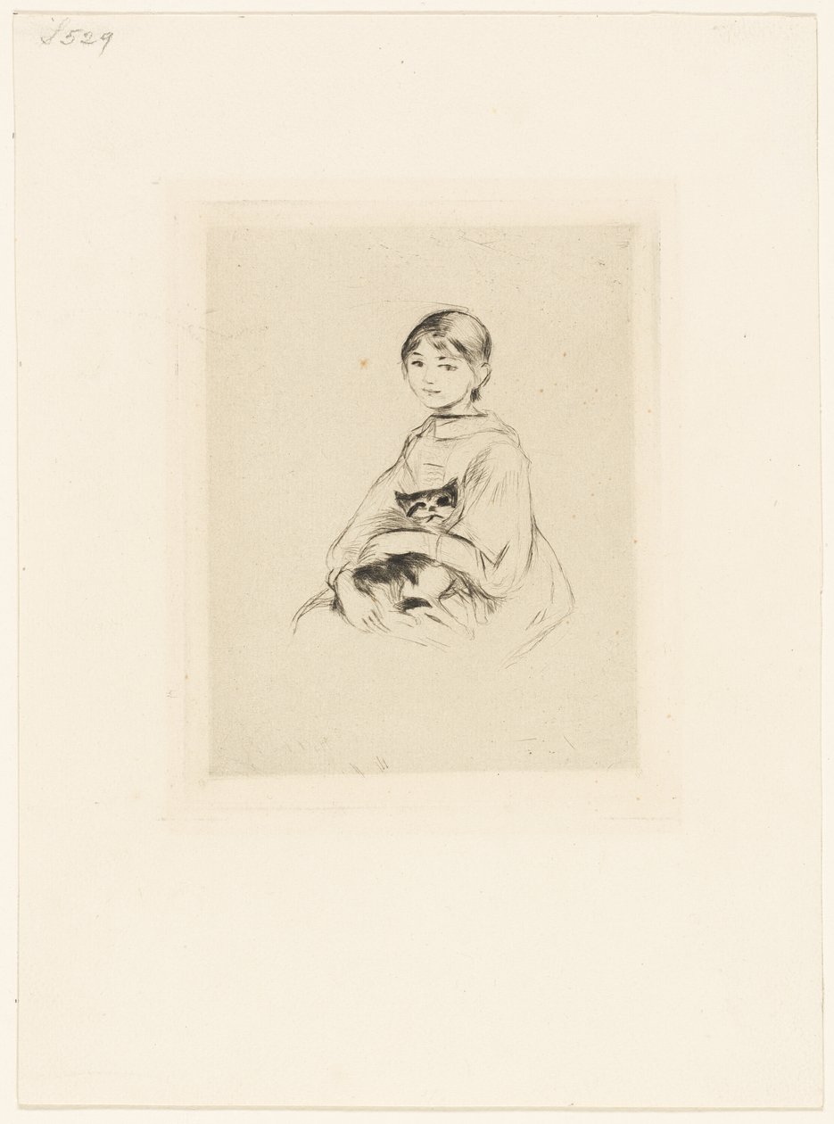 Jong meisje met kat door Berthe Morisot
