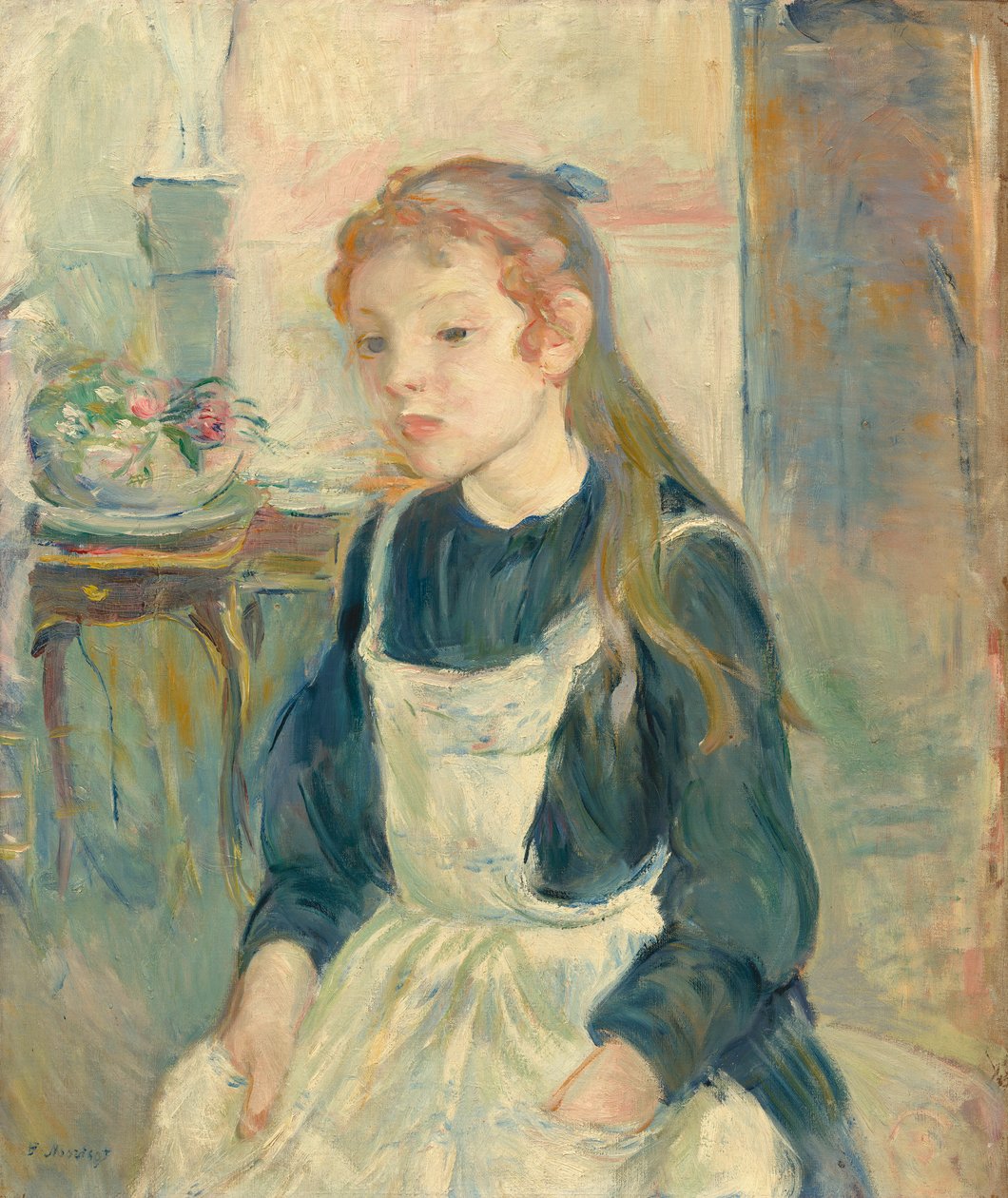 Jong meisje met een schort door Berthe Morisot