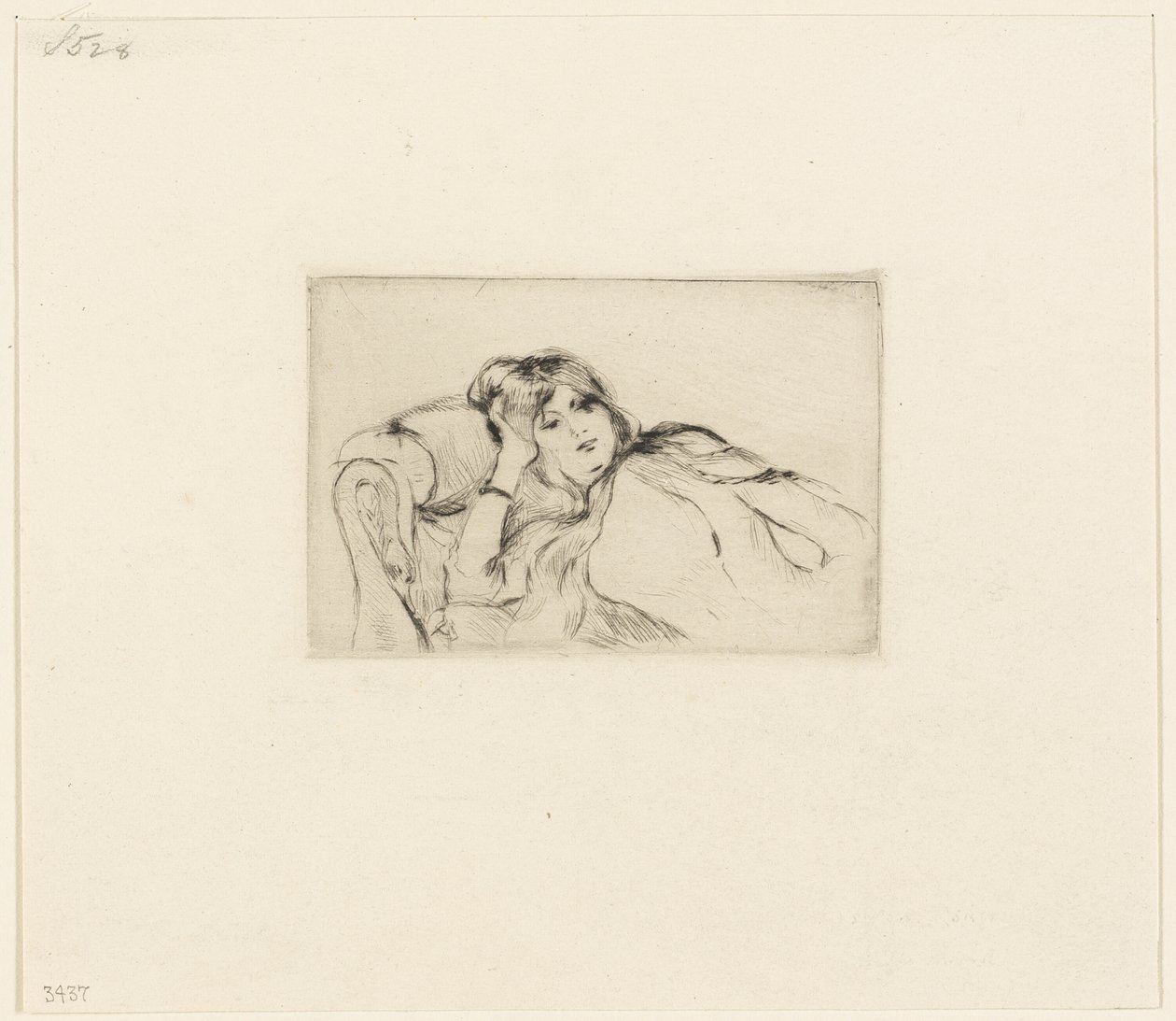 Jonge vrouw in rust door Berthe Morisot
