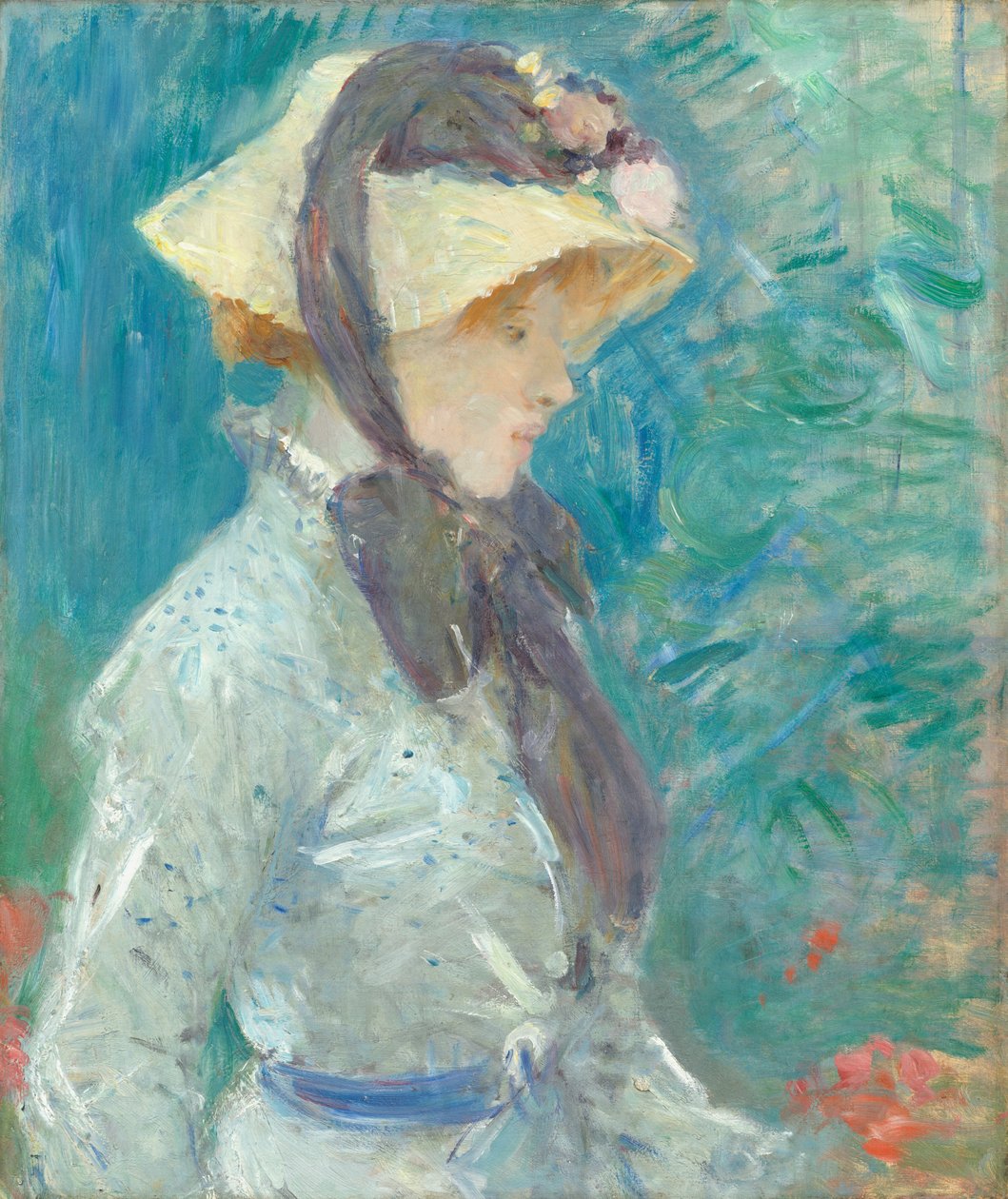 Jonge Vrouw met een Strohoed door Berthe Morisot