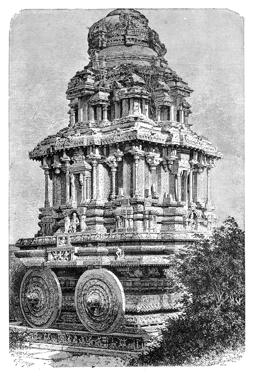 Ruïnes van een tempel in Hampi, India door Auguste Bertrand