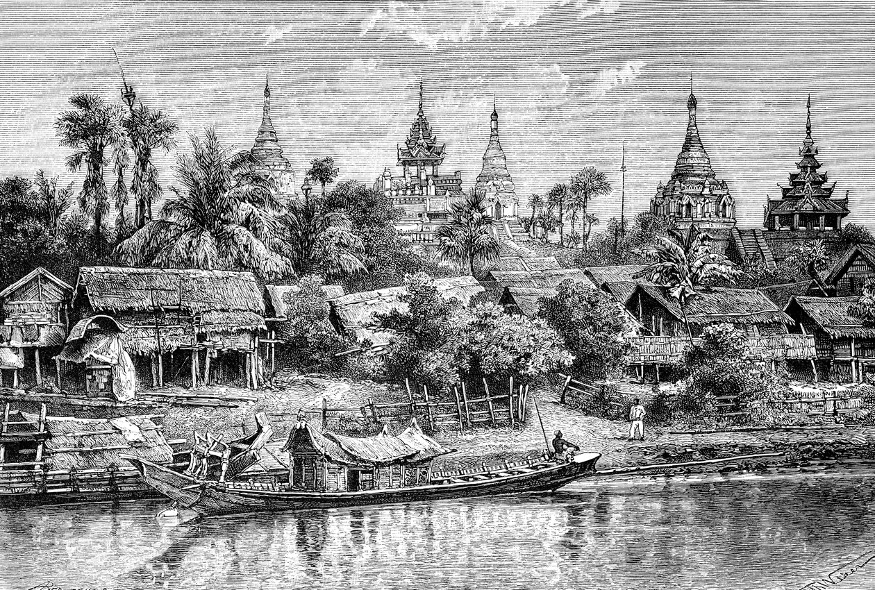 Yenan Gyong, Myanmar, 1895 door Auguste Bertrand