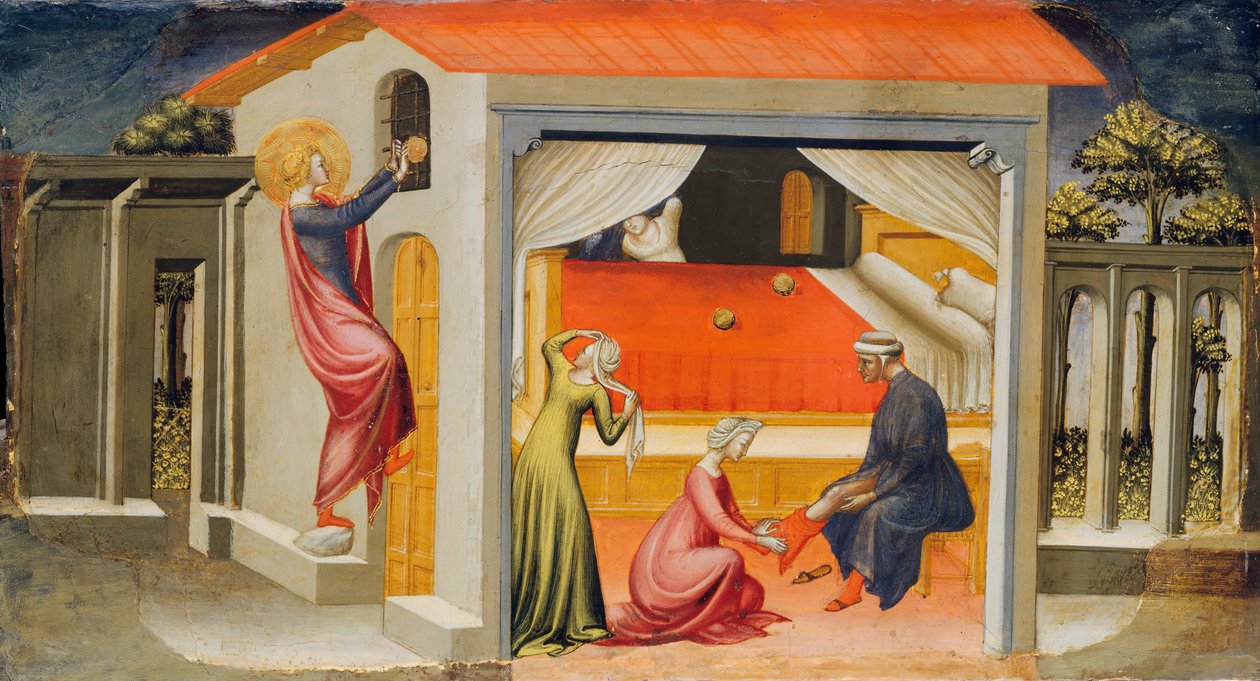Sint Nicolaas voorziet in bruidsschatten, 1433-35 door Bicci di Lorenzo