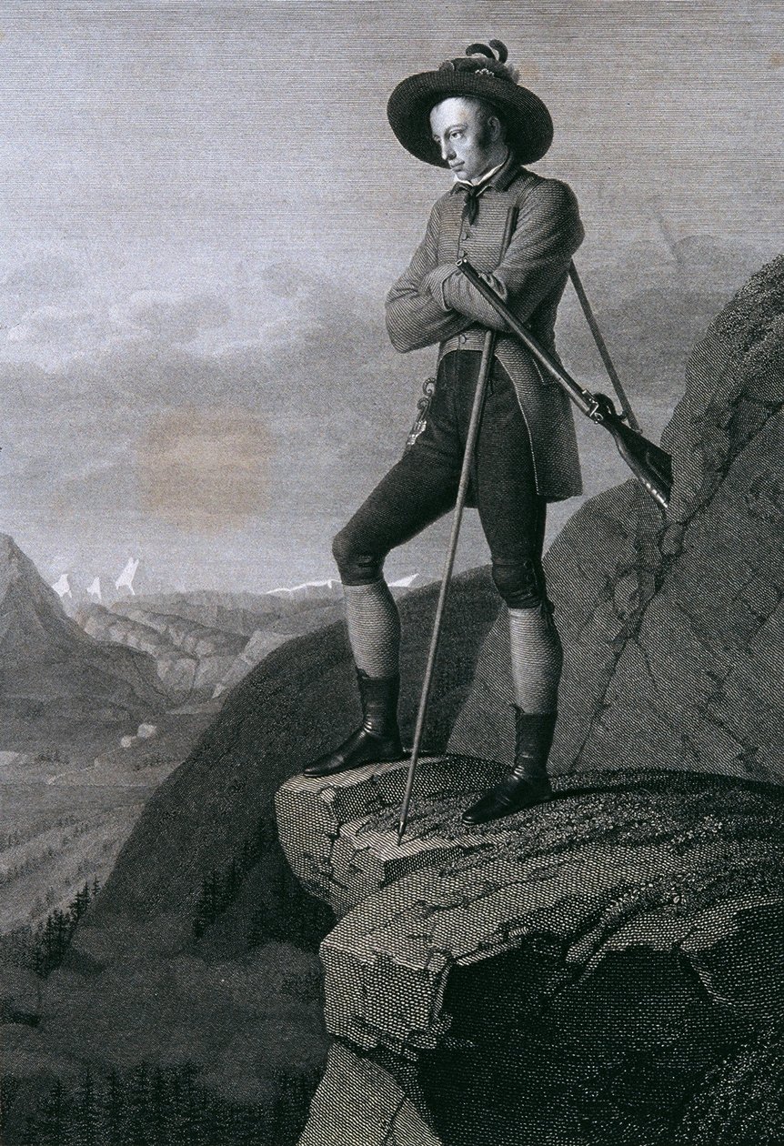 Aartshertog Johann als gemzenjager door Blasius Höfel