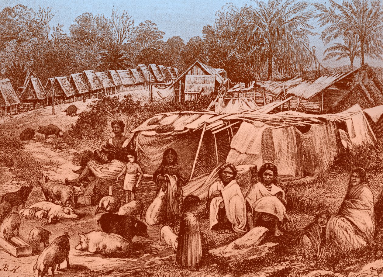 Panama dorp, eind 19e eeuw door Bohuslav Kroupa