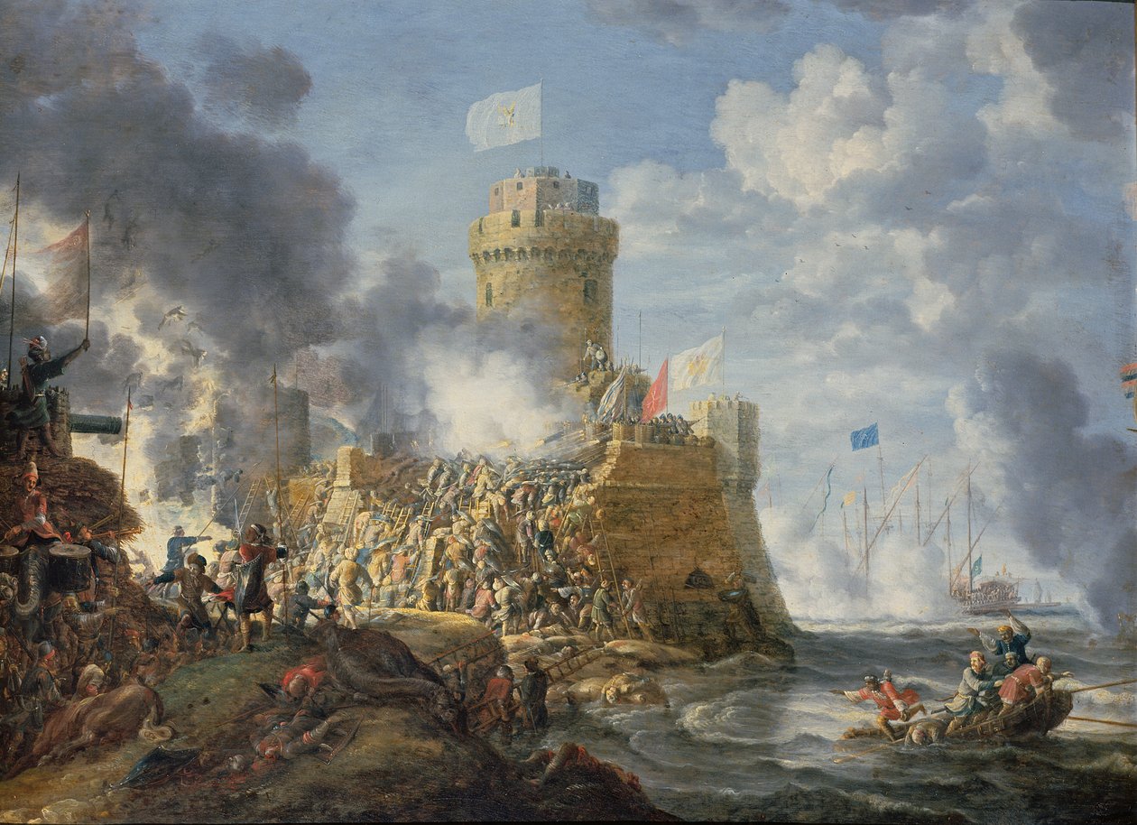 Turken Bestormen een Havenstad, 1641 door Bonaventura Peeters