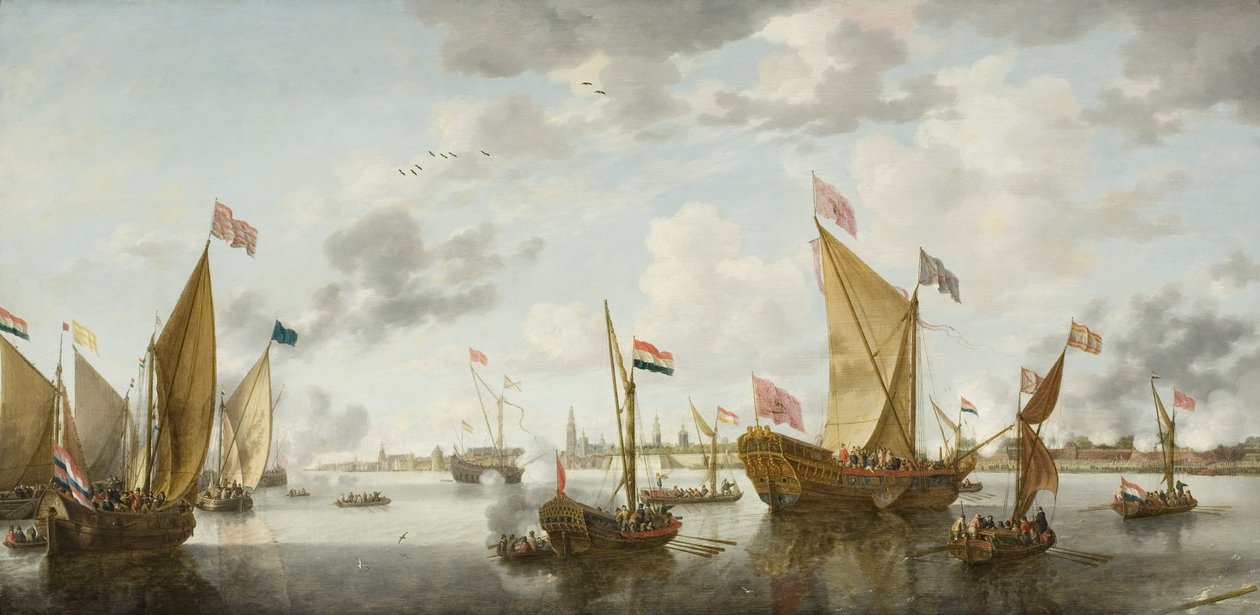 Scheepvaart op de Schelde bij Antwerpen door Bonaventura Peeters