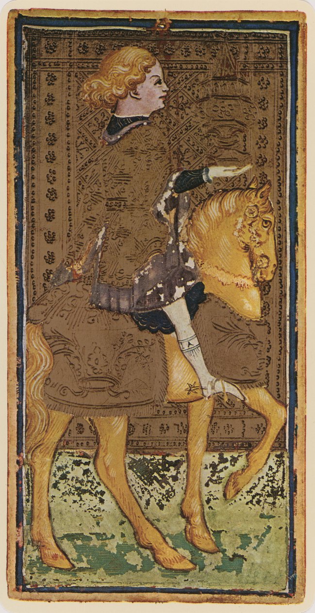 De ridder van bekers, facsimile van een tarotkaart uit het 