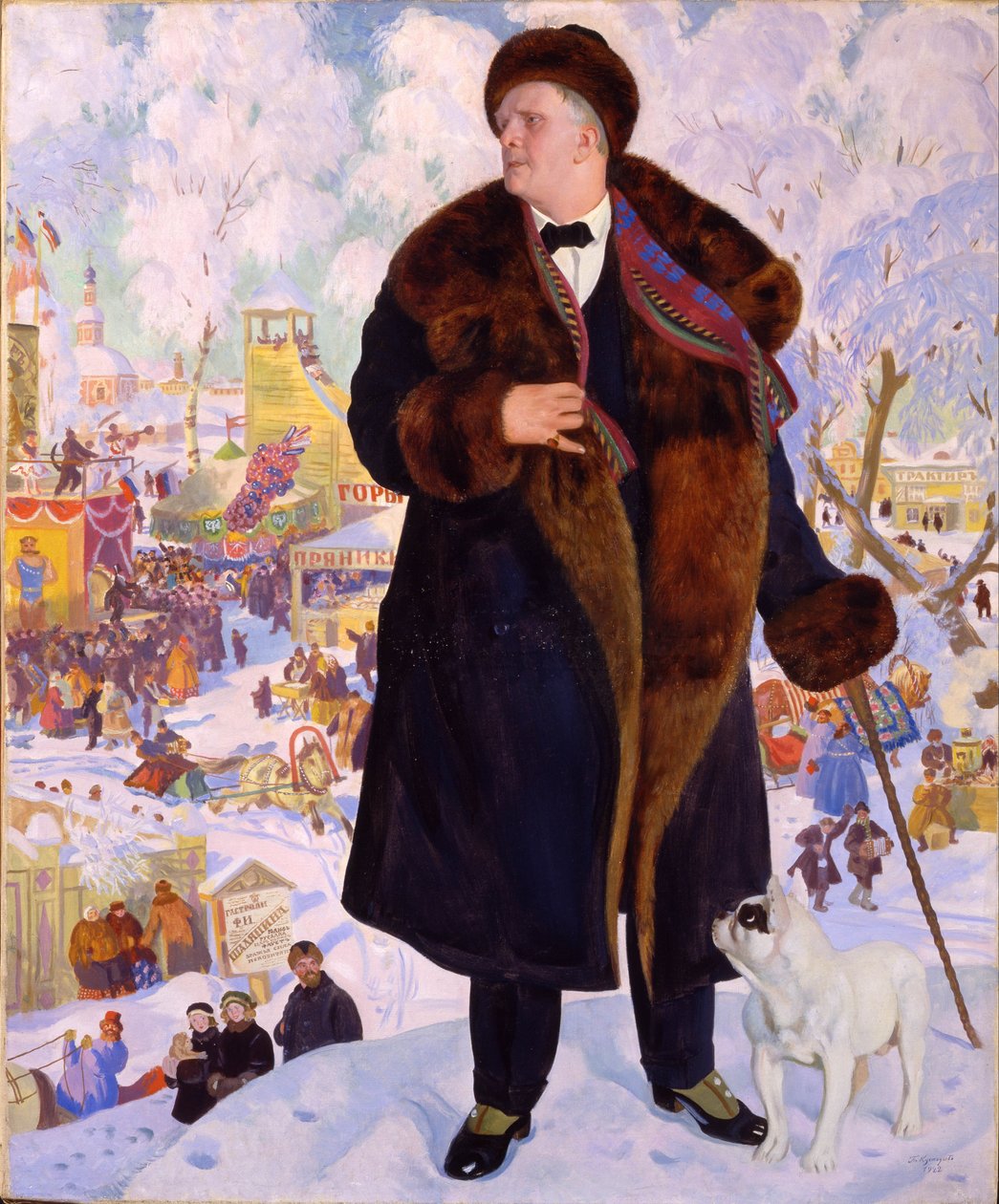Portret van Fjodor Sjaljapin door Boris Mikhailovich Kustodiev