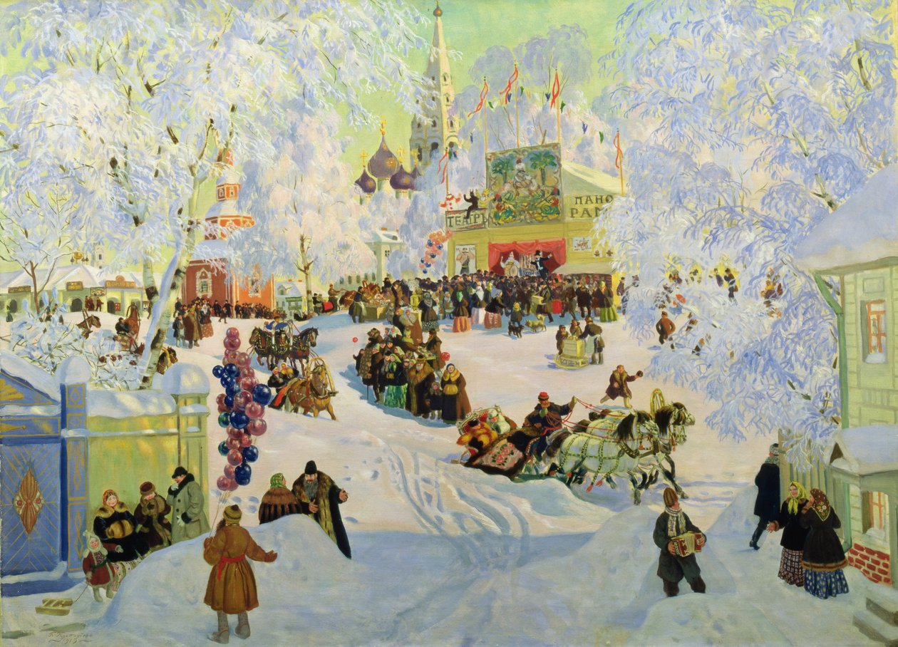 Vastenavond, 1919 door Boris Mikhailovich Kustodiev