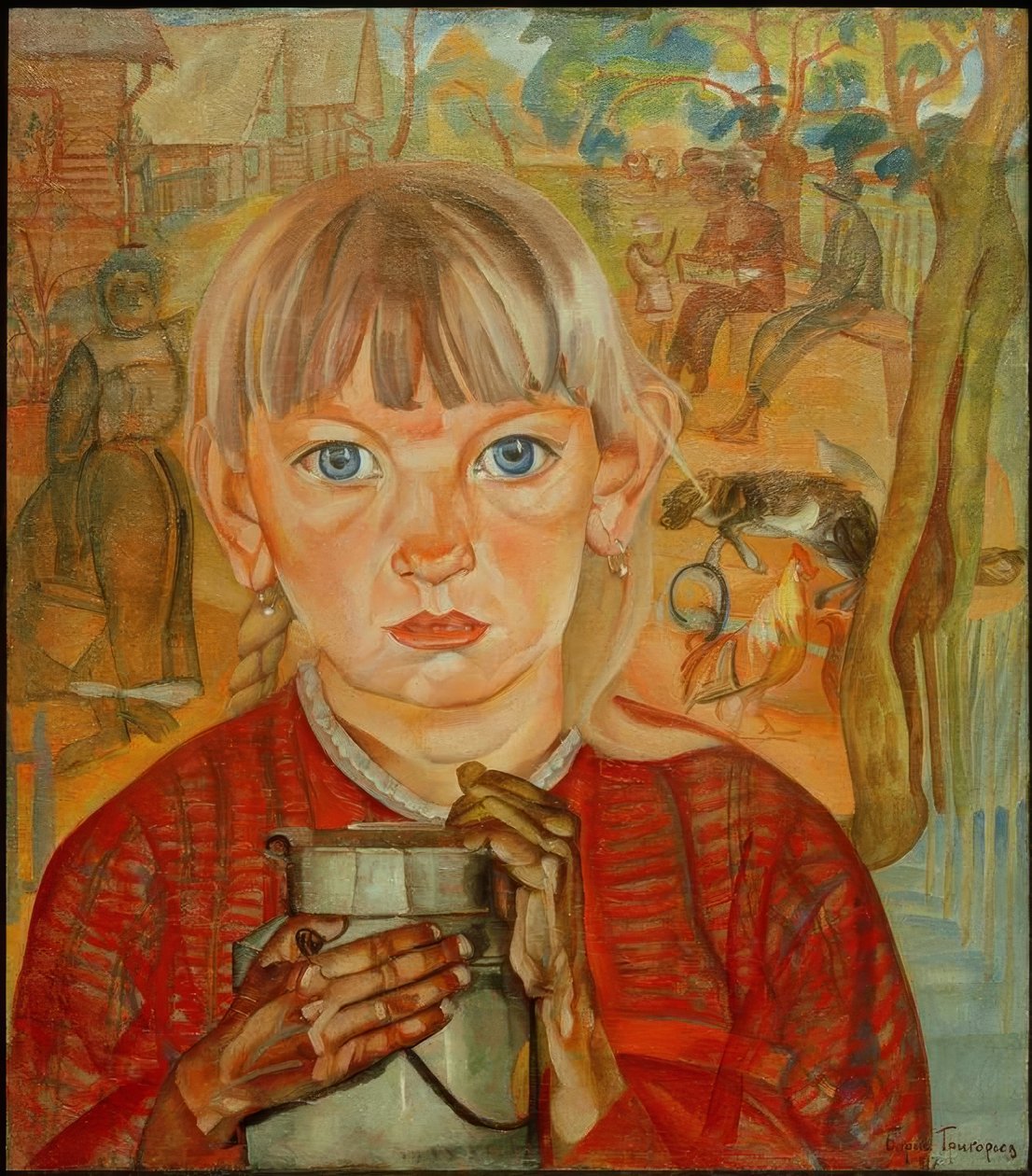 Meisje met melkkan door Boris D. Grigorjew