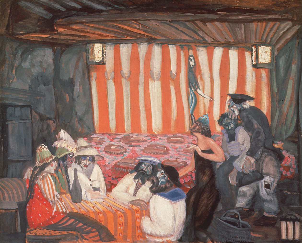 Cabaret II door Boris Dmitrievich Grigoriev