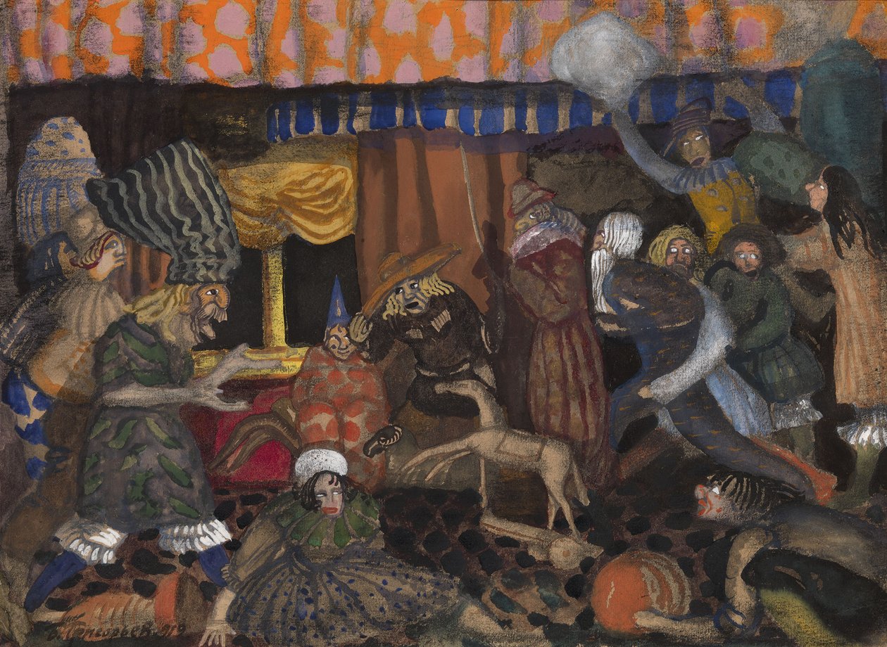 Kindervermomming, 1912 door Boris Dmitrievich Grigoriev