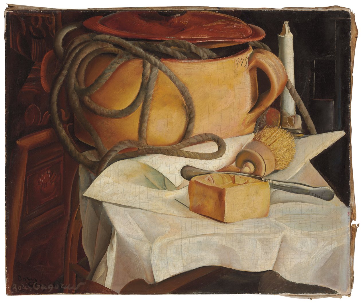 Stilleven met Kaars door Boris Dmitrievich Grigoriev