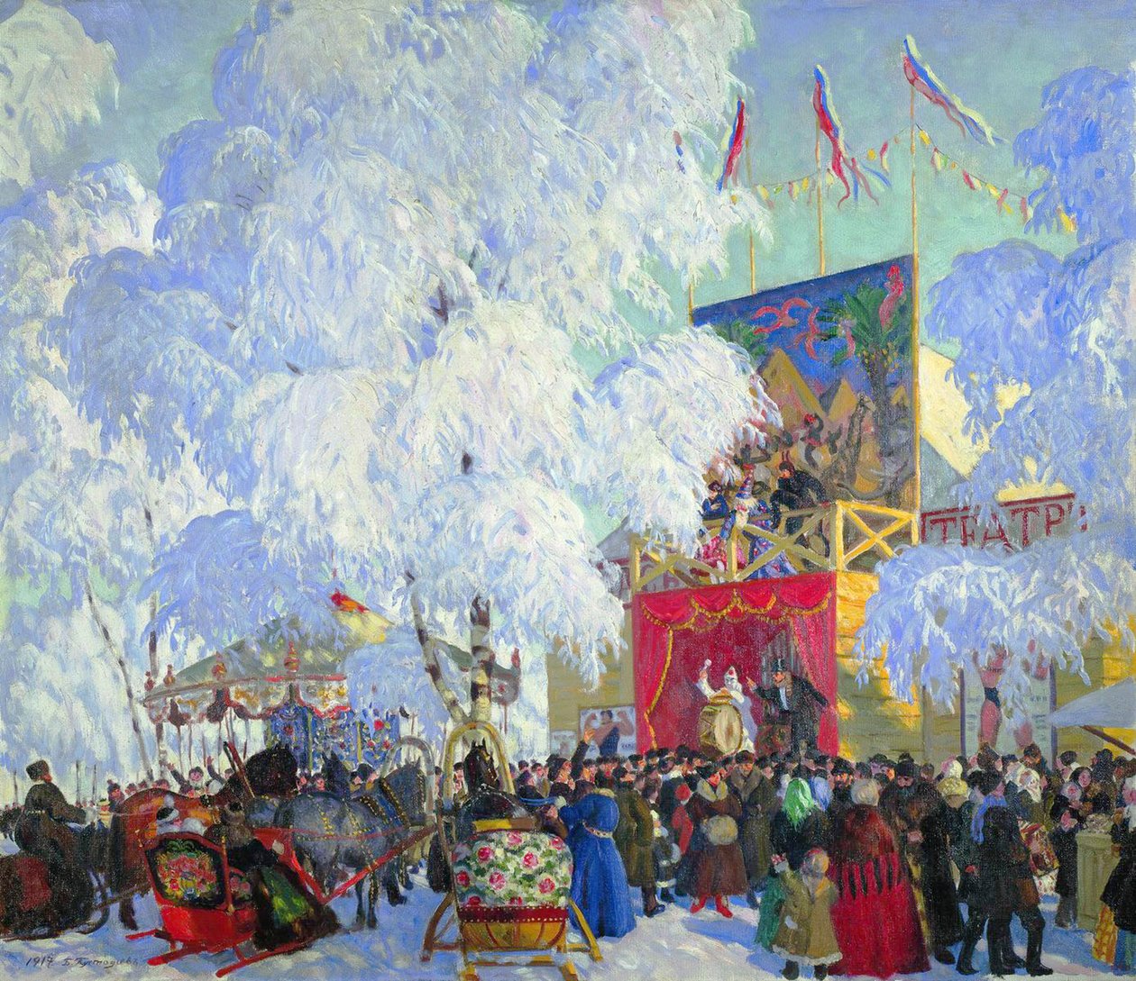 Show-booths door Boris Mikhailovich Kustodiev