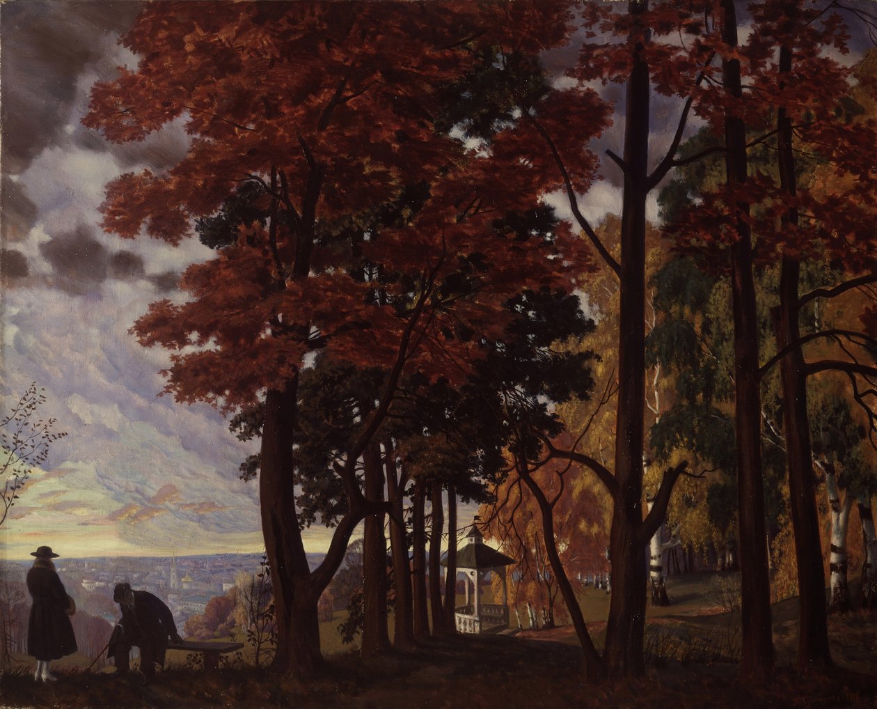 Herfst door Boris Mikhailovich Kustodiev