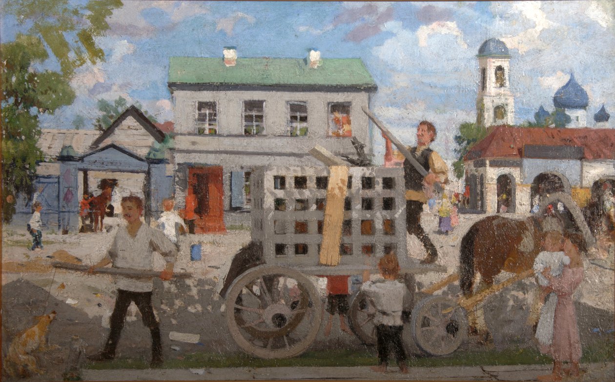 Honden vangers, 1920s door Boris Mikhailovich Kustodiev