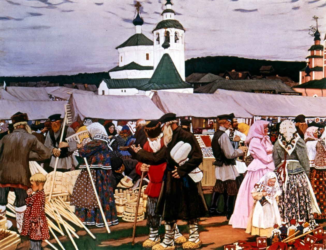 Kermis door Boris Mikhailovich Kustodiev