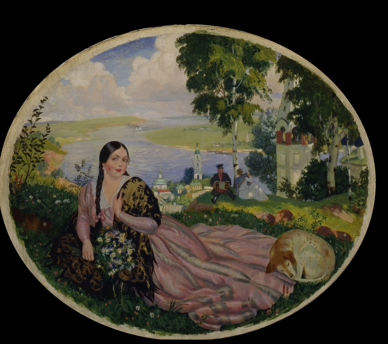 Meisje Bij De Wolga door Boris Mikhailovich Kustodiev