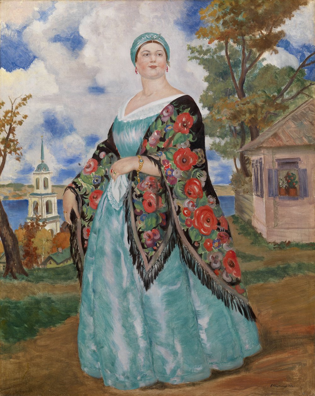 Koopmansvrouw, 1923 door Boris Mikhailovich Kustodiev