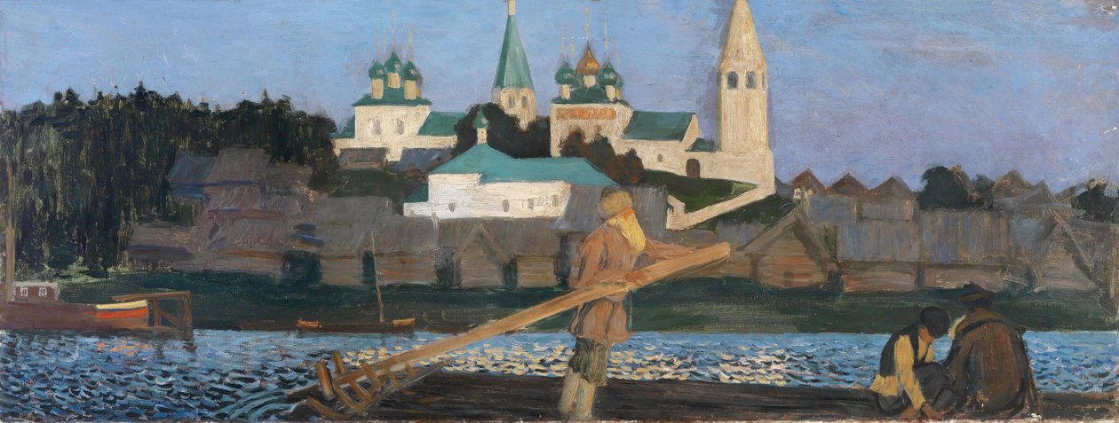 Aan de Wolga, 1906 door Boris Mikhailovich Kustodiev