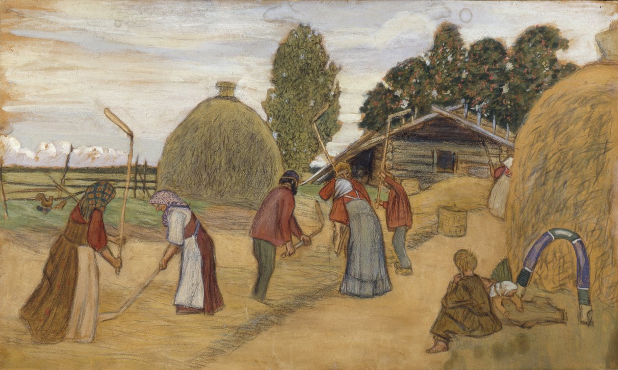 Dorsvloer, 1918 door Boris Mikhailovich Kustodiev