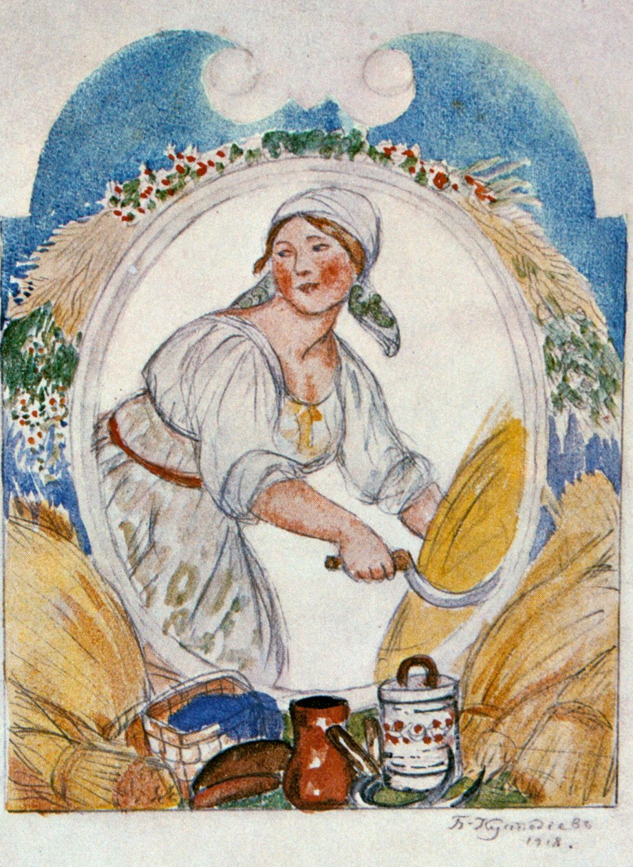De Maaier, 1918 door Boris Mikhailovich Kustodiev