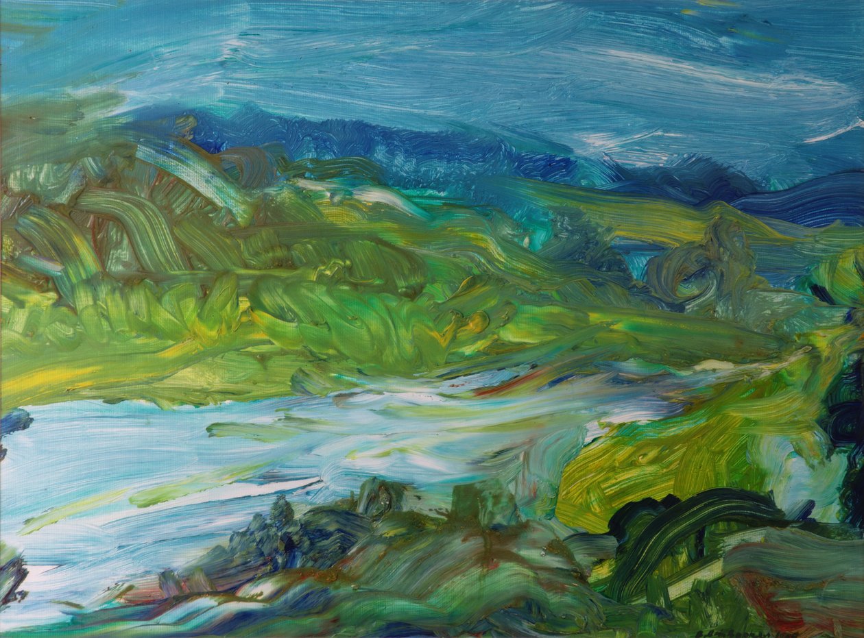 Blauw Rivierlandschap II, 1988 door Brenda Brin Booker